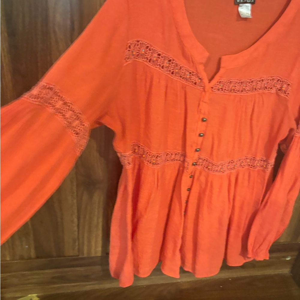 VENUS Orange Lace Accent Blouse plus size 1X